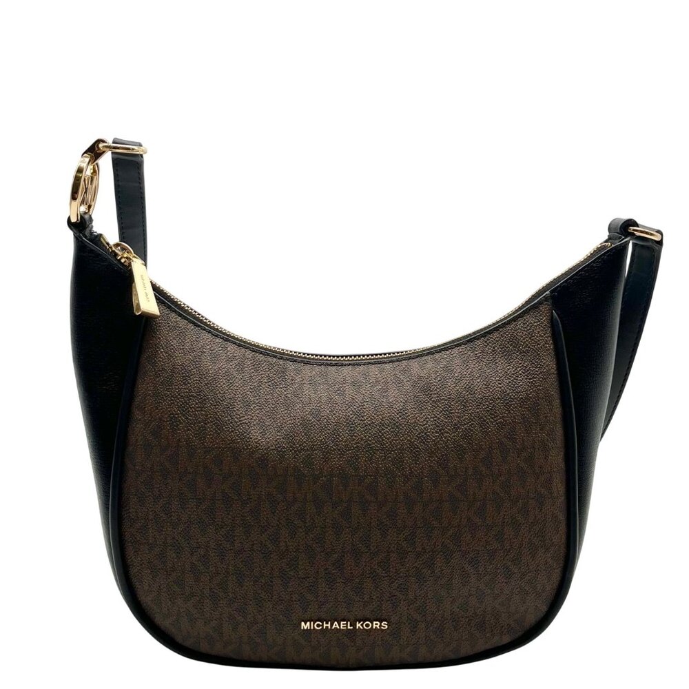 Michael Kors Brown & Black Monogram Cheryl Medium Crossbody